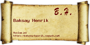 Baksay Henrik névjegykártya